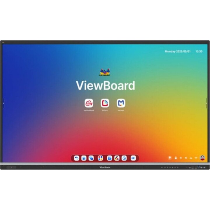 Ecrã tátil da série ViewBoard 51 UHD de 65 polegadas, certificado Android 14 EDLA, IR 450 nits, 2x 25W + sub 20W + microfone de 