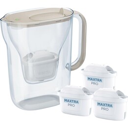 Brita Style Essential Filterkanne + 3 Maxtra Pro Pure Performance-Filterkartuschen (sandfarben)