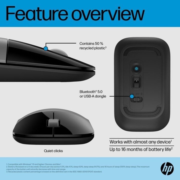 HP Z3700 Ratón Dual Plata