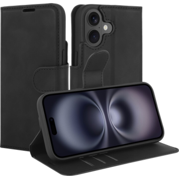 Just in Case PrimeWallet Wallet Case for iPhone 17 - Faux Leather Wallet Case - Black
