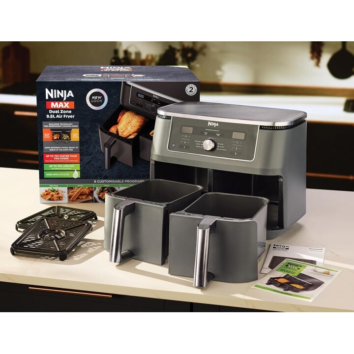Ninja DZ400EU Friggitrice doppia 9,5 L Friggitrice ad aria calda indipendente 2470 W Grigio