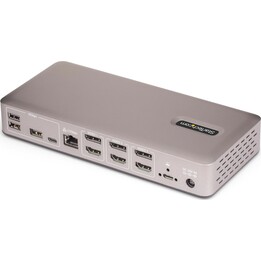 Estação de ancoragem para monitor 4K triplo USB4 StarTech 100W Carregamento 2.5GbE Cinza espacial