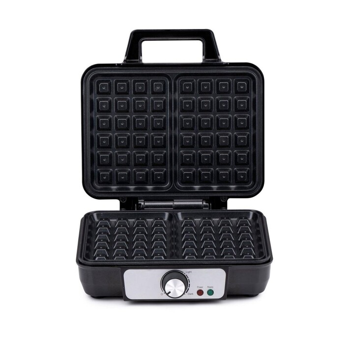 ALPINA 1000W electric waffle maker, black.