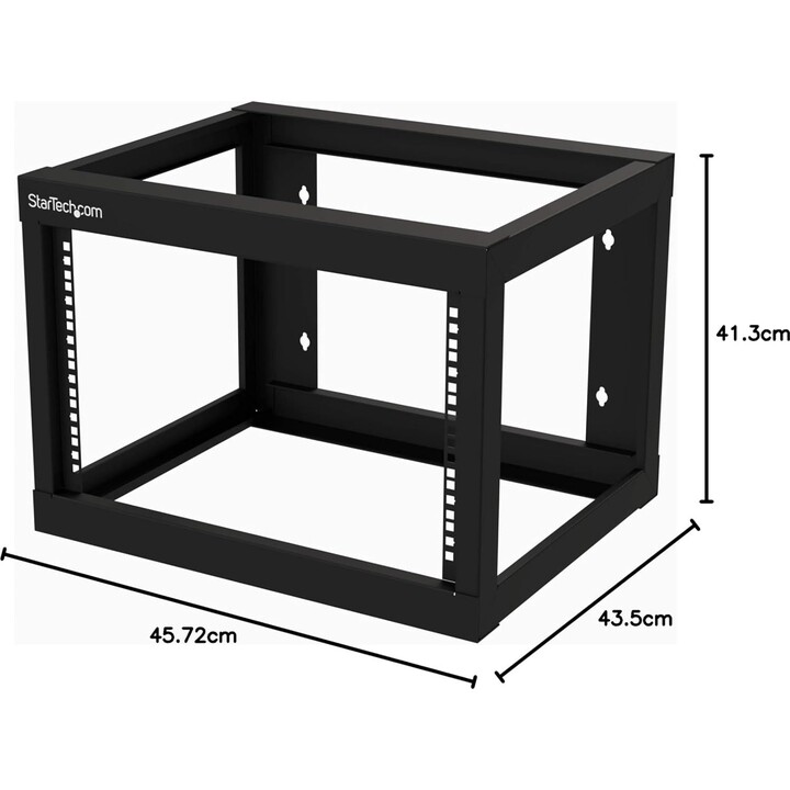 StarTech RK619WALLO Rack 6U de montaje en pared con bastidor abierto Acero 80kg Negro