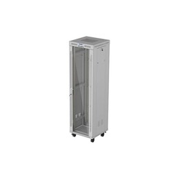 Gabinete para rack Lanberg FF01-6642-12SL 42U, modelo independente ou com moldura, cor cinza.