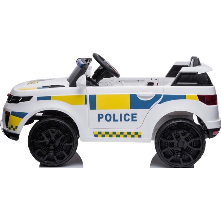 BBH-021 Car with LED lights, music and remote control, white police color, battery operated.