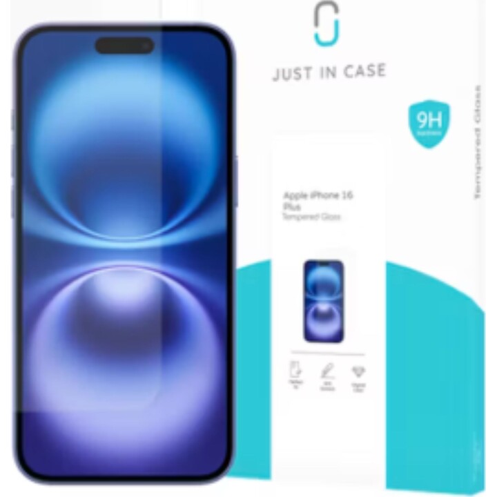 Just in Case Screen Protector for Apple iPhone 16 Plus - Tempered Glass - Clear