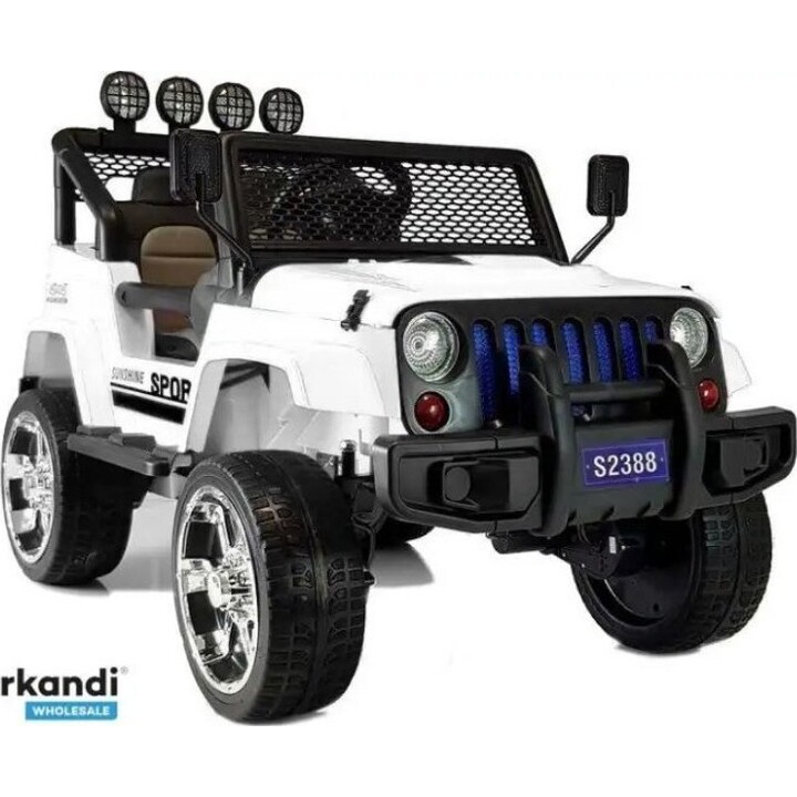 S2388 Control remoto para coche con luces LED y radio, alimentado por batería, Jeep, color blanco, 4x45W