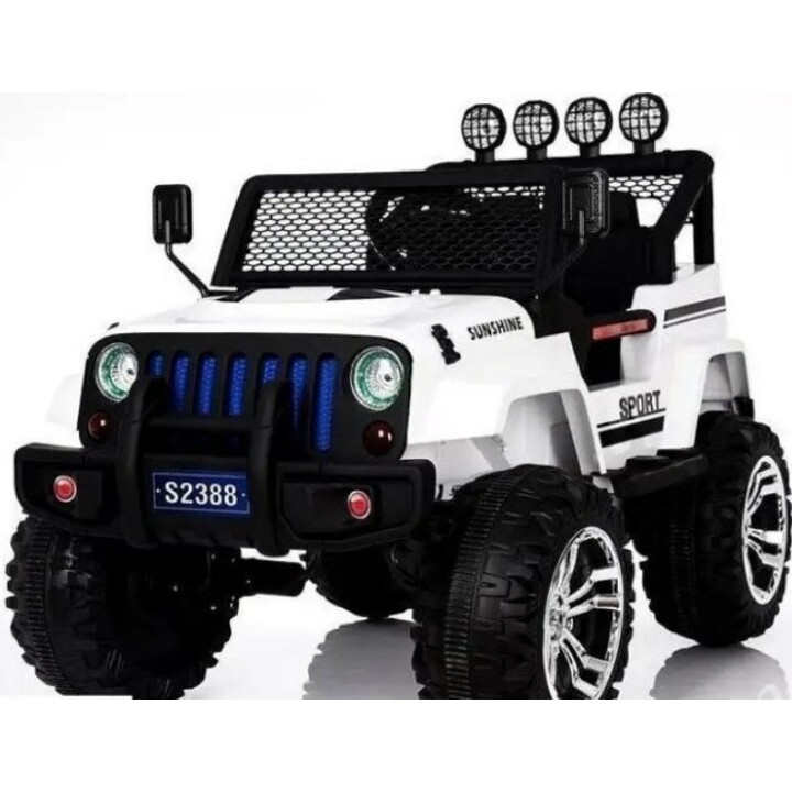Controle remoto para carro S2388 com luzes de LED e rádio, alimentado por bateria, Jeep, branco, 4x45W
