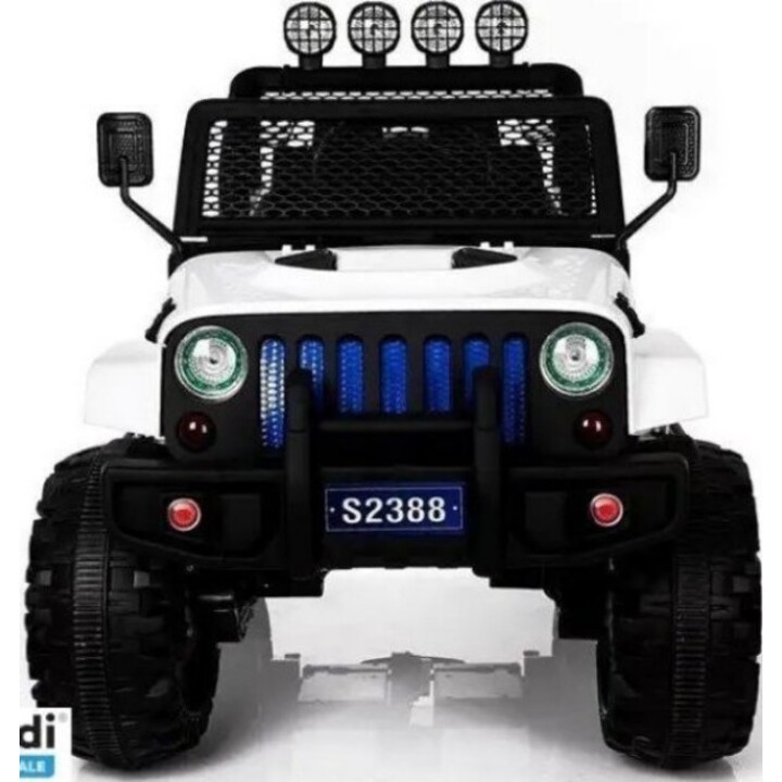 Controle remoto para carro S2388 com luzes de LED e rádio, alimentado por bateria, Jeep, branco, 4x45W