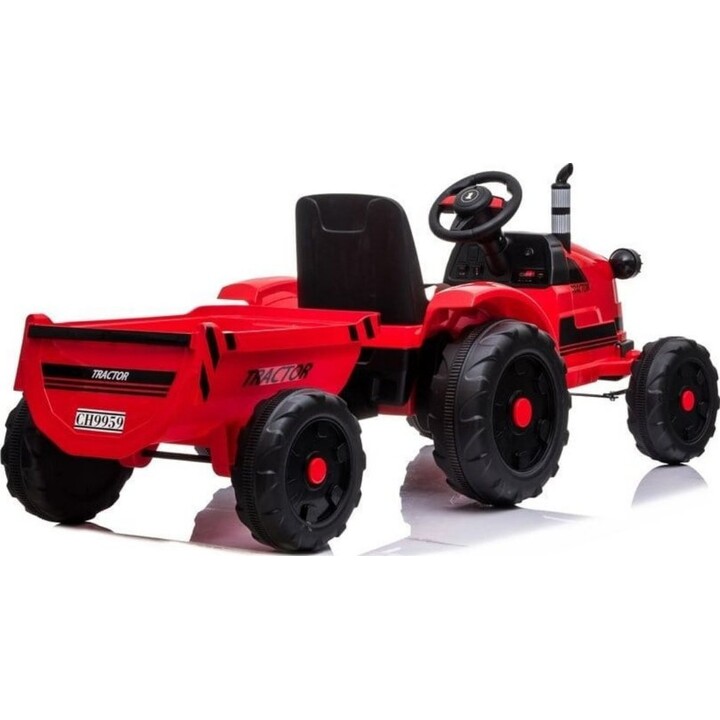 Tracteur Électrique avec Remorque CH9959 Lumières LED Télécommande Radio Rouge