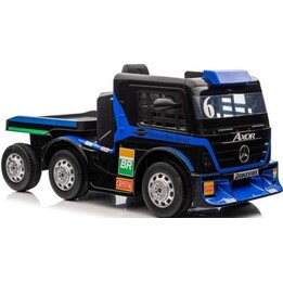 Carro elétrico Mercedes + semirreboque XMX622B com tela LCD azul marinho.