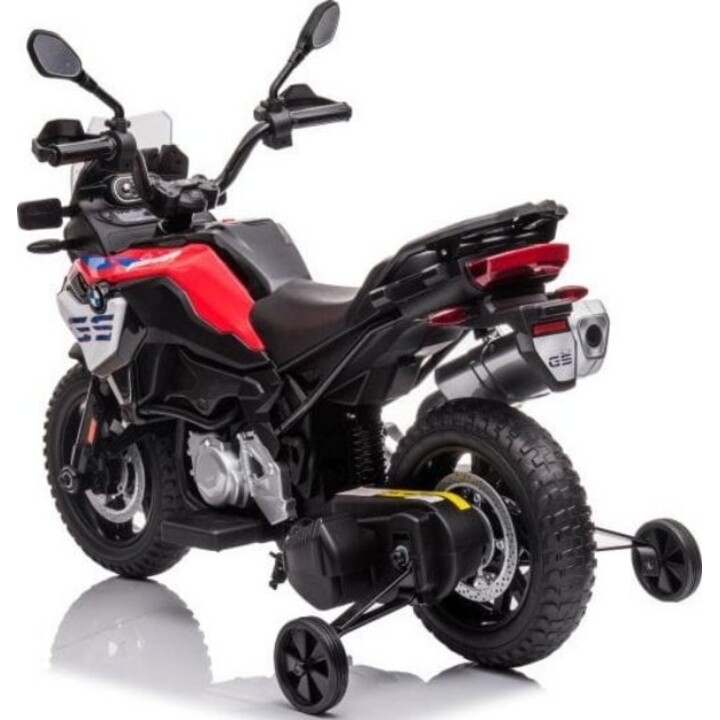 BMW F850 motorcycle with red battery