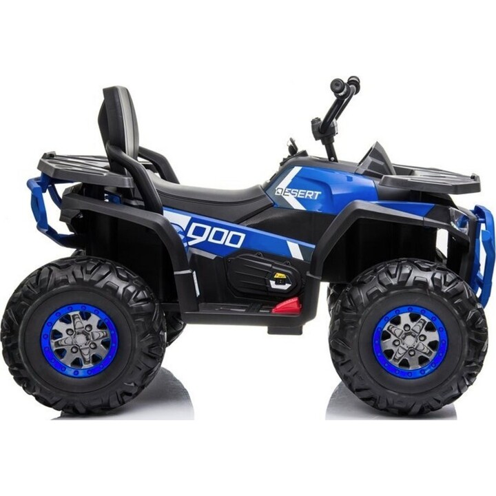 Quadriciclo infantil recarregável XMX607 com luzes LED e reprodutor de MP3, azul.