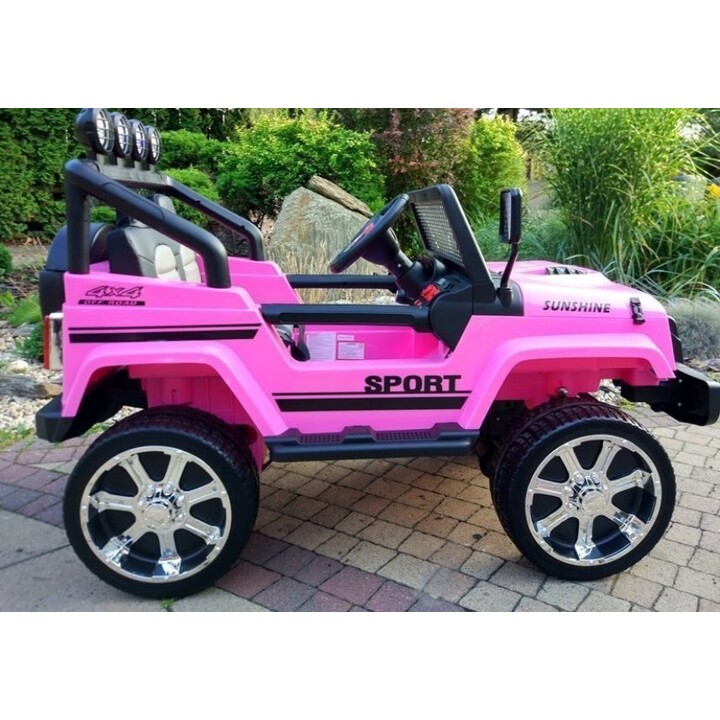Jeep rosa S2388, carro elétrico movido a bateria 4x45W