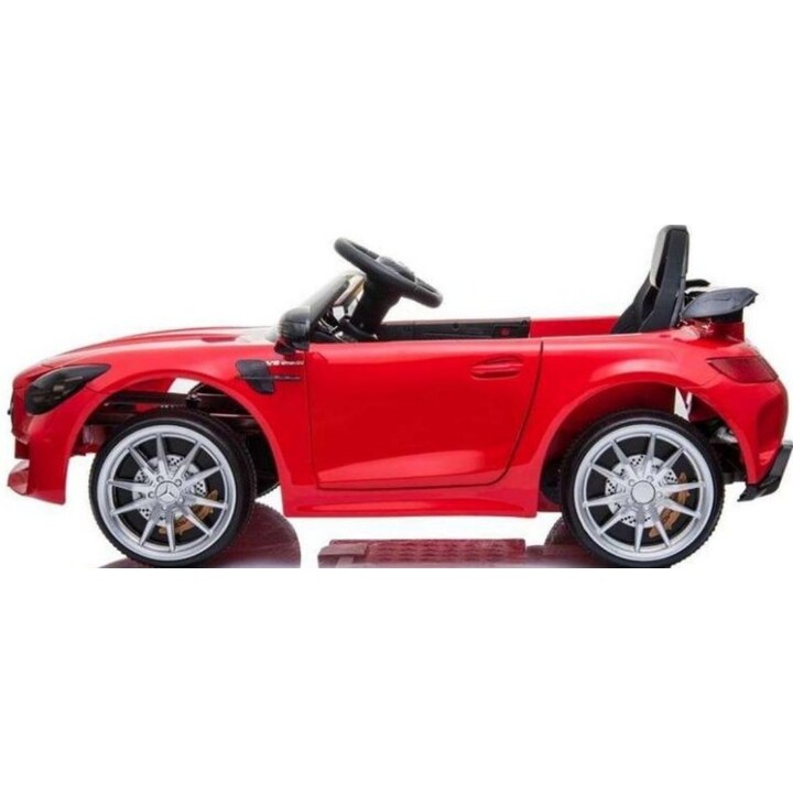 Auto elettrica per bambini Mercedes GTR con luci a LED e lettore MP3, colore rosso.