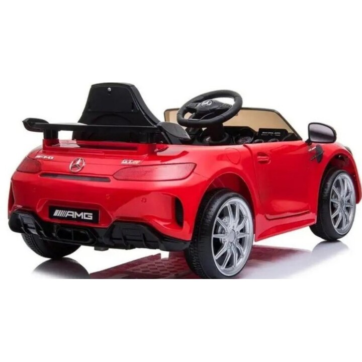 Auto elettrica per bambini Mercedes GTR con luci a LED e lettore MP3, colore rosso.