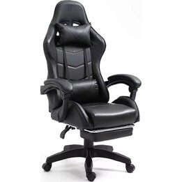 LEAN Swivel Gaming Chair Schwarz 120kg Belastbarkeit Fußstütze Verstellbarer Rücken