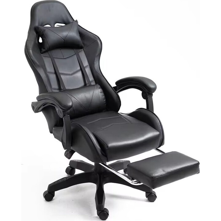 Sedia da gioco girevole LEAN Nero Capacità di carico 120 kg Poggiapiedi Schienale regolabile