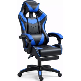 LEAN Swivel Gaming Chair Schwarz Blau 120kg Belastbarkeit Fußstütze Rückenlehnenverstellung