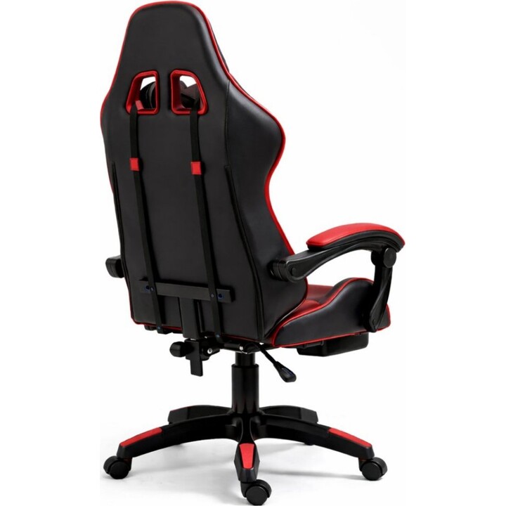 LEAN Silla Giratoria Gaming Negro Rojo 120kg Capacidad de Carga Reposapiés Ajuste del Respaldo