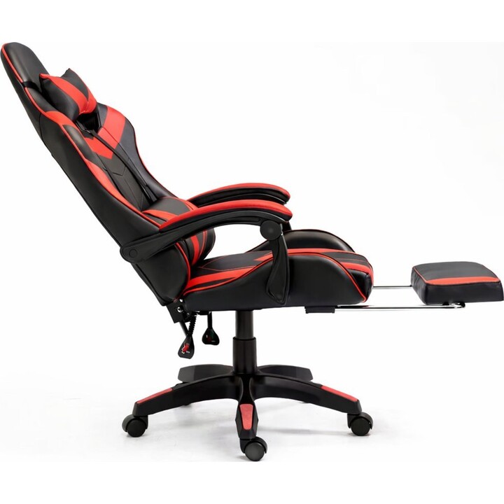 LEAN Silla Giratoria Gaming Negro Rojo 120kg Capacidad de Carga Reposapiés Ajuste del Respaldo
