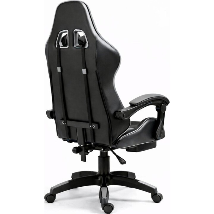Sedia da gioco girevole LEAN Nero Grigio Capacità di carico 120 kg Poggiapiedi Regolazione dello schienale