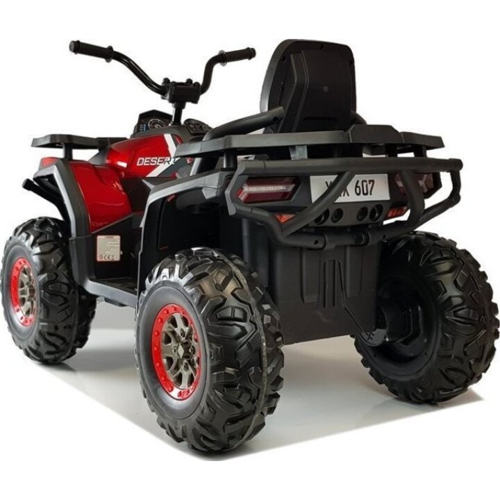 Quad eléctrico XMX607 con luces LED, reproductor MP3 y pintura roja.