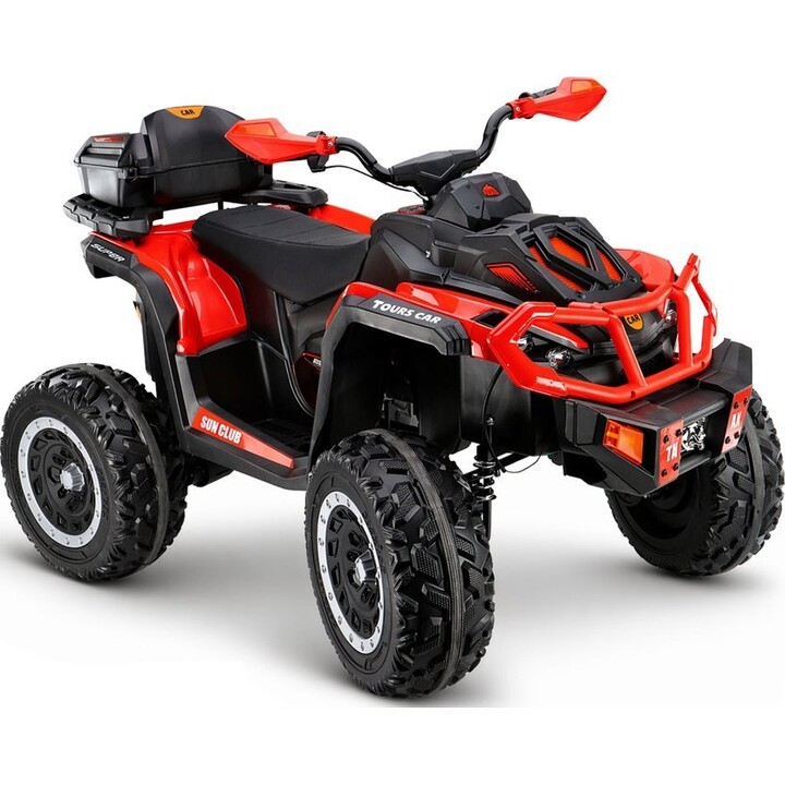 Quad XW-08 4x4 45W, rosso, alimentato a batteria.