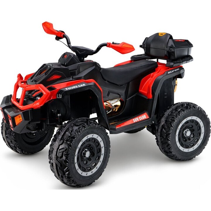 Quad XW-08 4x4 45W, rosso, alimentato a batteria.