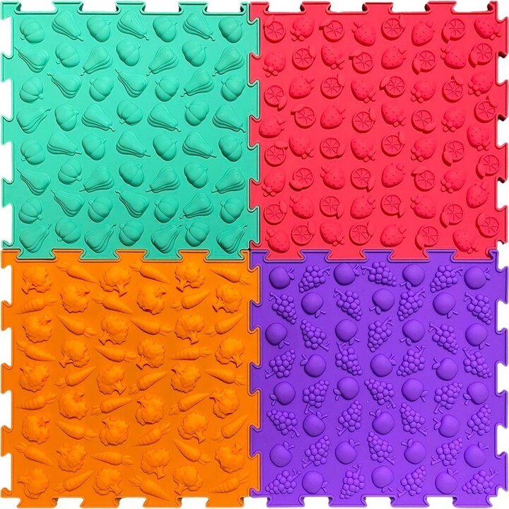 Rompecabezas sensorial con piezas de diferentes estructuras y colores, 24,5 cm, 10 unidades.