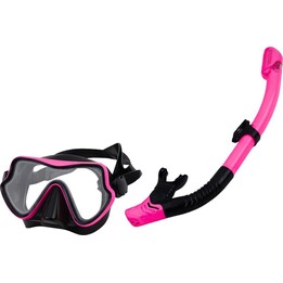 Ensemble De Plongée Et Snorkeling Palmes Lunettes Tuba Noir-Rose S/M