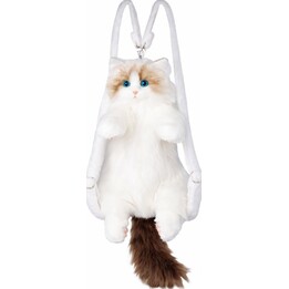 Mochila de peluche con forma de gato, con correas ajustables y patas de silicona, color blanco, 50 cm.