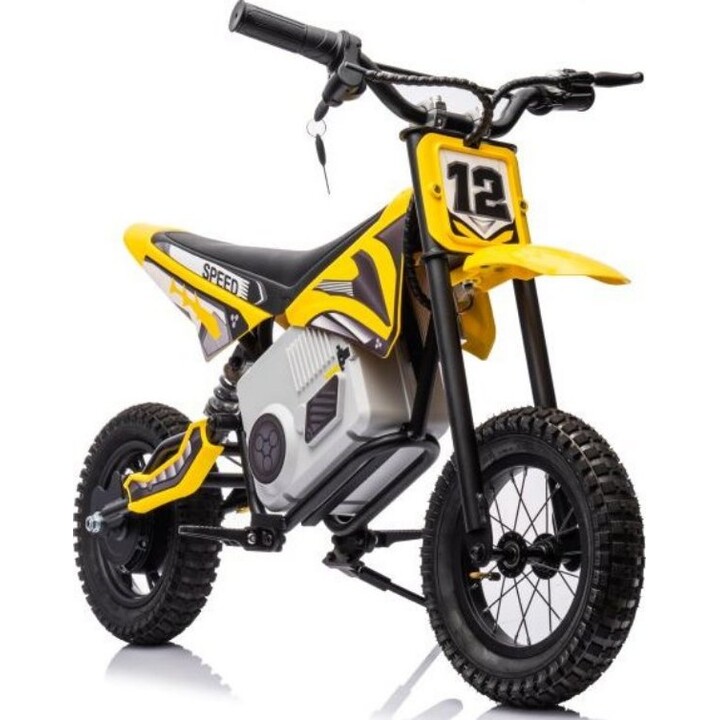 Motocicleta de motocross elétrica A9901, amarela, 36V.