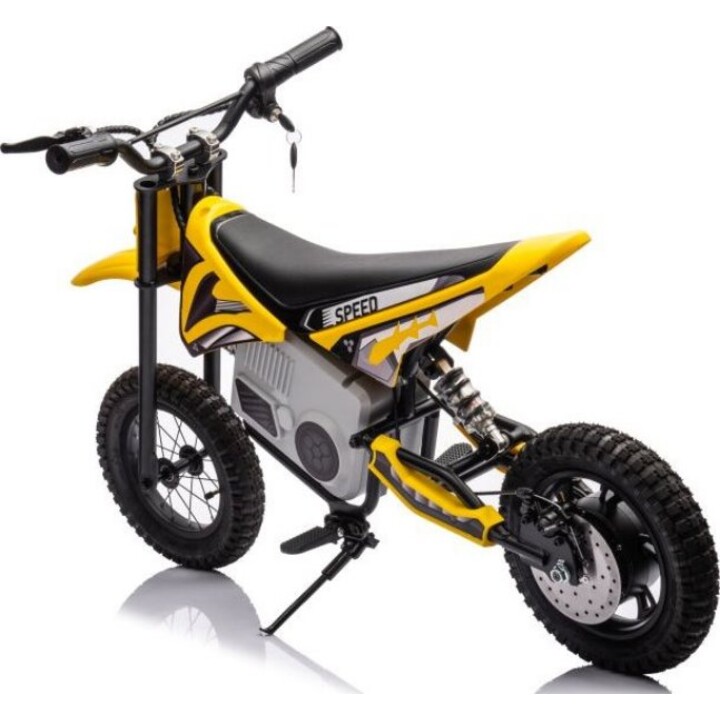 Motocicleta de motocross elétrica A9901, amarela, 36V.