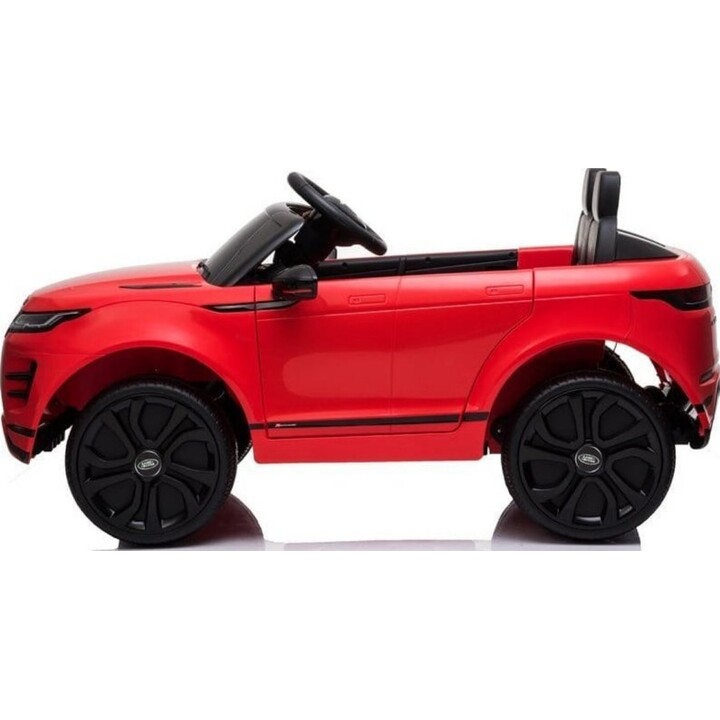 Carro elétrico Range Rover Evoque com controle remoto e LED vermelho.