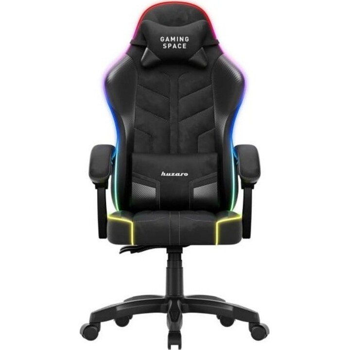 Huzaro Force 2.7 RGB Silla Gaming Terciopelo Negro 140kg 135° Inclinación