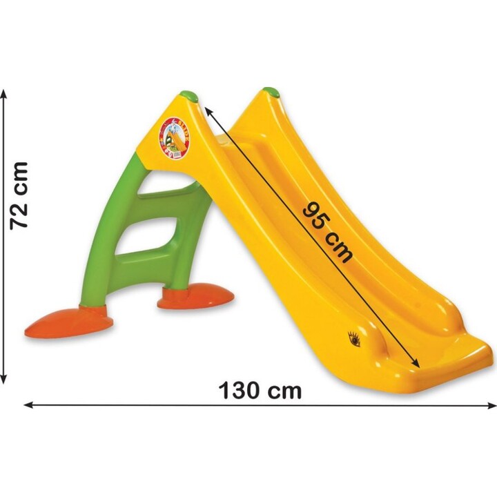 Tobogán de jardín para niños, escalera de 3 peldaños, verde y amarillo, 75 cm, 424