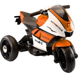 HT-5188 children's tricycle with LED lights and MP3 player, orange color.