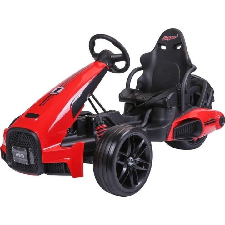 Go-kart a batteria per bambini CH9939, ruote in EVA, clacson, colore rosso.