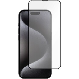 Just in Case iPhone 15 Pro - Vollabdeckung gehärtetes Glas Displayschutzfolie - Schwarz
