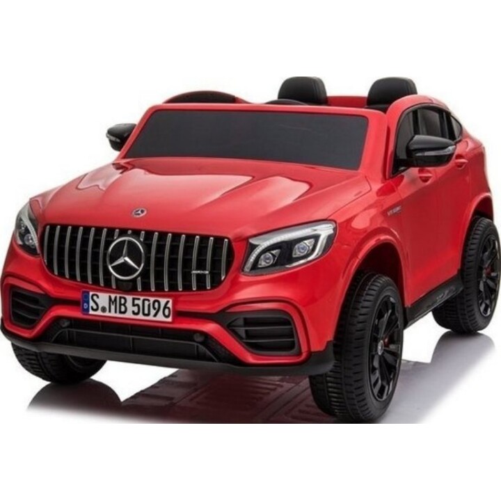 Mercedes GLC 63S, coche eléctrico de dos plazas con luces LED y MP3, color rojo.