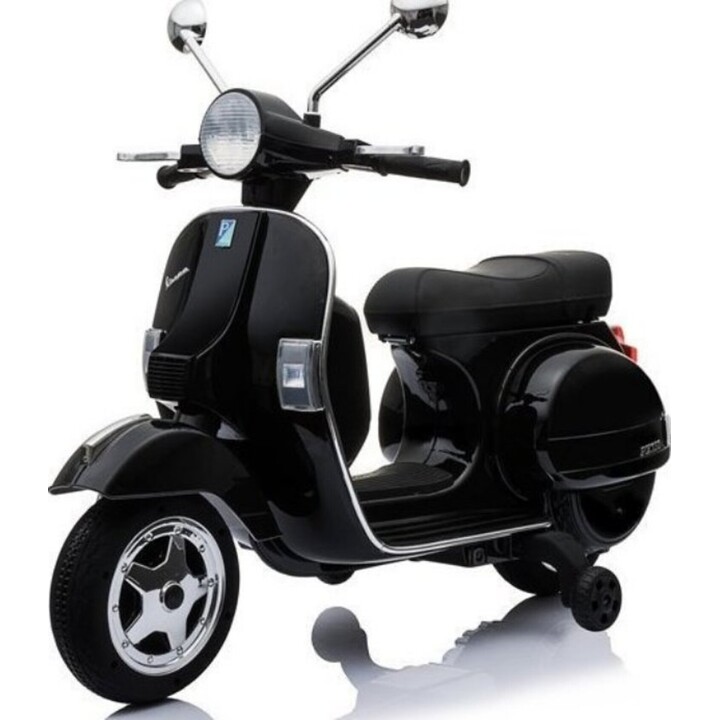 Skuter na Akumulator Vespa Dla Dzieci Światła LED Panel MP3 Czarny