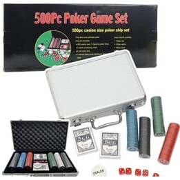 Professional poker set, aluminum case, 500 pieces.