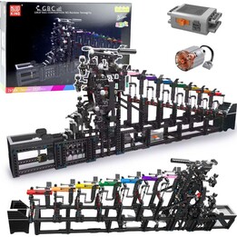 Electric motorized building block ball track, 2520 pieces.
