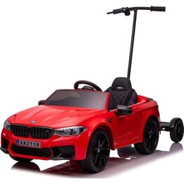 BMW M5 electric car with parent platform, red color.