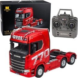 Camión teledirigido Scania Huina 1501, rojo, escala 1:18