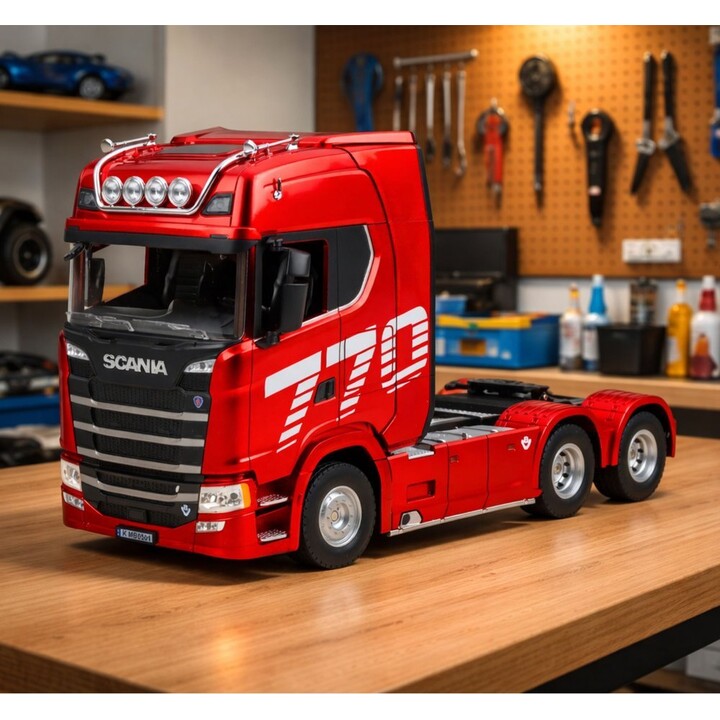Camion radiocomandato Scania Huina 1501, rosso, scala 1:18