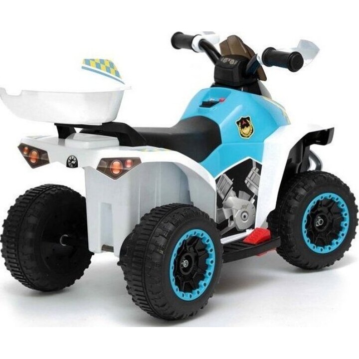 Quad électrique GTS1188-A Lumières LED Musique Coffre Blanc Police