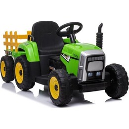 Trattore elettrico con rimorchio XMX611, radiocomandato, luci a LED, colore verde.